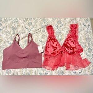 Auden NWT , Brassiere’s Bundle, XXL . Mauve Sport Bra and Orange Sexy Camisole.